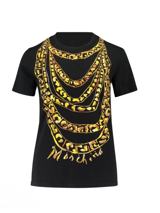 Moschino Tops - New! Moschino Couture Chain Print Graphic T-Shirt Black Gold Statement Tee